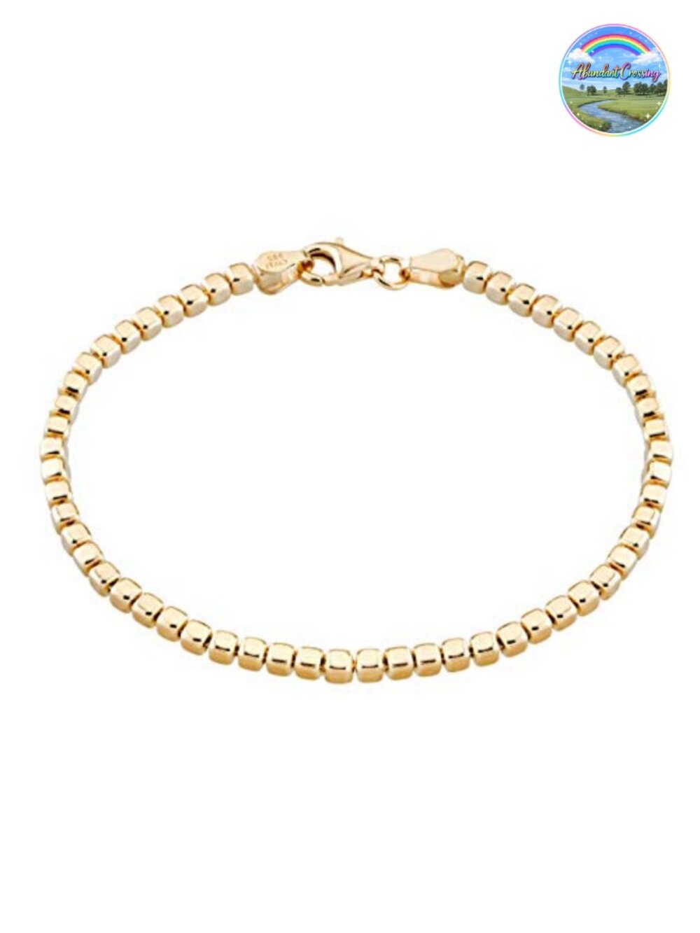 925 Sterling Silver Organic Bead Chain Bracelet Lobster Clasp
